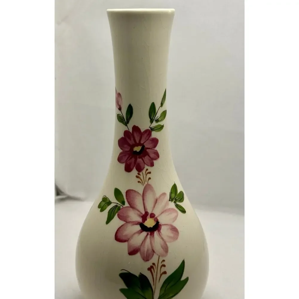 Vintage 1979 FTD Sado Portugal Hand Painted Floral Ceramic Bud Vase 8